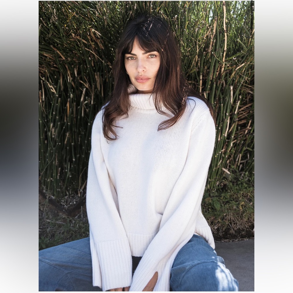 Stateside Cozy Cashmere Blend Turtleneck Sweater in Cream